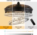 FRIXCHUR 42" Modern Crystal Chandelier Ceiling Fan with Retractable Blades LED L... - Image 5