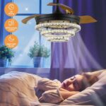 FRIXCHUR 42" Modern Crystal Chandelier Ceiling Fan with Retractable Blades LED L... - Image 6