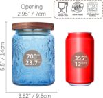 Custde Candy Jar with Airtight Wood Lid 23.7 fl oz Glass Vintage Storage Caniste... - Image 3