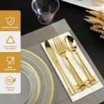 FOCUSLINE 350 Count Clear Dinnerware Set for 50 Guests- Clear Plastic Plates wit... - Image 4