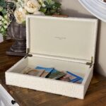 Set of 2 Ivory Bouclé Fabric Decorative Boxes with Wooden Handles, Modern Jewelr... - Image 4