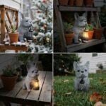 Solar Dog Outdoor Garden Statue with LED Light - Lawn Decor Dog Statue for Patio... - Image 5