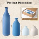 Dandat Blue Ceramic Vase Set of 4, Modern Decorative Ceramic Vases Rustic Potter... - Image 3