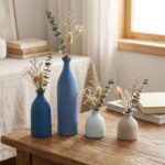 Dandat Blue Ceramic Vase Set of 4, Modern Decorative Ceramic Vases Rustic Potter... - Image 5
