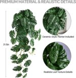 2 Pack Large Artificial Hanging Monstera Plant with Pots, Extra-Full Cascading F... - Image 5