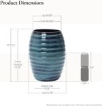 LuxenHome 17.5" Tall Ceramic Planter Pot for Indoor Outdoor Plants with Ribbed T... - Image 3