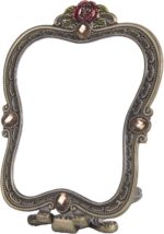 Nerien Vintage Metal Handheld Makeup Mirror with Comb - Russian Style Embossed R... - Image 4