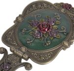 Nerien Vintage Metal Handheld Makeup Mirror with Comb - Russian Style Embossed R... - Image 5
