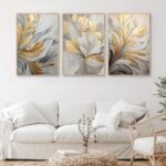 Golden Abstract Floral Modern Nordic Minimalist Luxury Home Living Room Wall Dec... - Image 3