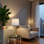EUO 24" Gold Table Lamps Set of 2 with White Linen Shade, Modern Slim Nightstand... - Image 5
