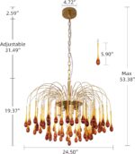 TOCHIC Crystal Gold Chandelier Modern Chandeliers for Dining Room, Raindrop Crys... - Image 4