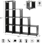 10-Cube Storage Organizer Rack, Staircase Organizer Modular Bookcase, DIY Storag... - Image 4