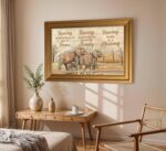Vintage Gold Framed Family Wall Art, Elephant Family Love Painting Canvas Prints... - Image 4