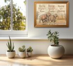 Vintage Gold Framed Family Wall Art, Elephant Family Love Painting Canvas Prints... - Image 9