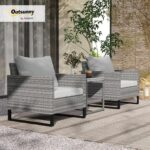 Outsunny 3 Pieces Patio Furniture Set, Wicker Conversation Bistro Set with 4 Sof... - Image 3