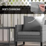 Outsunny 3 Pieces Patio Furniture Set, Wicker Conversation Bistro Set with 4 Sof... - Image 5