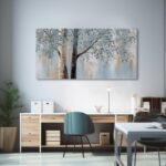 Tree Wall Art Bule Tree Painting Abstract Canvas Art Nature Artwork Framed for L... - Image 5