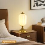 Vintage Milk Glass Table Lamp, Art Deco Mid Century Modern Bedside Lamp, Bedroom... - Image 3