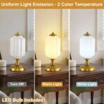 Vintage Milk Glass Table Lamp, Art Deco Mid Century Modern Bedside Lamp, Bedroom... - Image 5