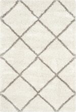 SAFAVIEH Hudson Shag Collection Area Rug - 6' x 9', Ivory & Grey, Modern Diamond... - Image 3