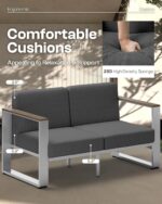Aluminum Patio Furniture Set, 5 Seats Outdoor Patio Conversation Sets with Ergon... - Image 3