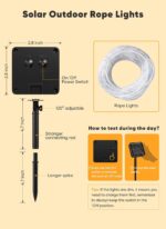 Brightown Solar Rope Lights, 39FT 100LED Outdoor Solar String Lights, IP65 Water... - Image 5