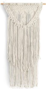 Boho Macrame Wall Hanging Woven Decor - Ivory 16 x 36 Inches Modern Bohemian Far... - Image 3