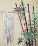 Boho Macrame Wall Hanging Woven Decor - Ivory 16 x 36 Inches Modern Bohemian Far... - Image 5