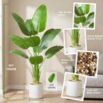 Artificial Bird of Paradise Plant 5FT Fake Palm Tree Feaux Plants in White Pot A... - Image 4