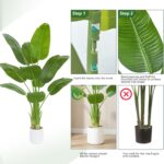 Artificial Bird of Paradise Plant 5FT Fake Palm Tree Feaux Plants in White Pot A... - Image 5