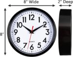Bernhard Products Black Wall Clock 8" Silent Non-Ticking Quality Quartz Battery ... - Image 6
