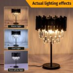 Wellmet Black Crystal Table Lamp,3 Lights Table Lamps for Bedroom,Black Bedside ... - Image 3