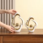 2 Pcs Ceramic Statues Home Decor Modern Aesthetic Abstract Art Decorative Accent... - Image 4