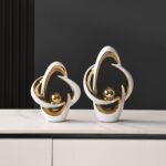 2 Pcs Ceramic Statues Home Decor Modern Aesthetic Abstract Art Decorative Accent... - Image 6