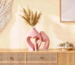 Zormon Pink Heart Shaped Ceramic Vases Set of 2, Modern Nordic Minimalist Flower... - Image 3