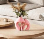 Zormon Pink Heart Shaped Ceramic Vases Set of 2, Modern Nordic Minimalist Flower... - Image 6