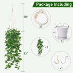 Artificial Hanging Plants with Boho Macrame Plant Hanger - Fake Ivy Vines in Pot... - Image 3