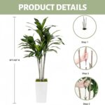 Artificial Dracaena Tree 5FT with White Tall Planter - Faux Tree Tall Fake Floor... - Image 4