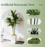 Artificial Dracaena Tree 5FT with White Tall Planter - Faux Tree Tall Fake Floor... - Image 5