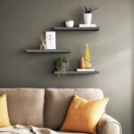 BAYKA Grey Floating Shelves for Wall, Set of 3, Wall Mounted Rustic Wood Shelves... - Image 3