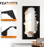Full-Length Mirror Free Standing Leaning Mirror with Artistic Black Abstract Ove... - Image 6