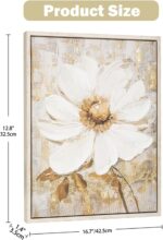 Arborus Wall Art Maglonia Flower Small Canvas Oil Painting Hand Painted Gold-Whi... - Image 3
