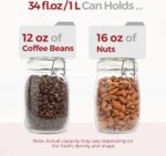34oz 6 Pack Glass Jars with Airtight Lids - Round Food Storage Canisters for Pan... - Image 4