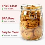 34oz 6 Pack Glass Jars with Airtight Lids - Round Food Storage Canisters for Pan... - Image 6