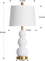 28" White Ceramic Table Lamp for Nightstand, Modern Bedside Table Lamp for Bedro... - Image 3