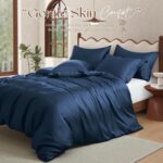 Manyshofu 5Pcs Cotton Tencel King Duvet Cover Eucalyptus Lyocell Navy Blue Duvet... - Image 3