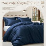 Manyshofu 5Pcs Cotton Tencel King Duvet Cover Eucalyptus Lyocell Navy Blue Duvet... - Image 8