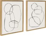 Kate and Laurel Sylvie Modern Circles and Going in Circles Framed Linen Textured... - Image 3