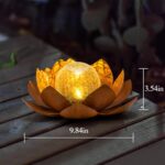 Huaxu Solar Lights Outdoor Decor Metal Lotus Flower LED Waterproof Glass Decorat... - Image 4