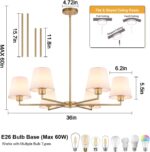 36" Gold Dining Room Light Fixture, No Assembly Required 6-Lights Kitchen Chande... - Image 7